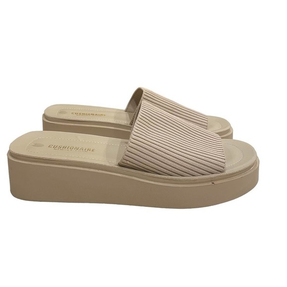 CUSHIONAIRE Women's Pim Platform Sandal KNIT with Memory Foam SZ 10 Taupe Weave - Picture 8 of 10
